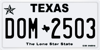 TX license plate DOM2503
