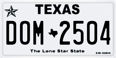 TX license plate DOM2504