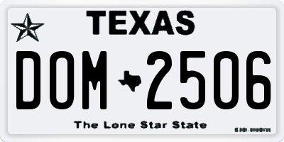 TX license plate DOM2506