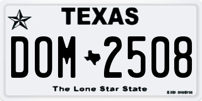 TX license plate DOM2508