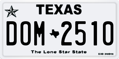TX license plate DOM2510