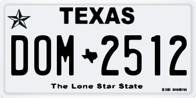 TX license plate DOM2512