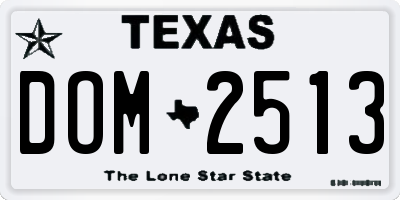 TX license plate DOM2513