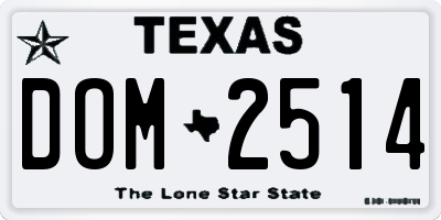 TX license plate DOM2514