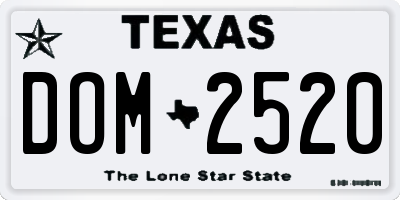 TX license plate DOM2520