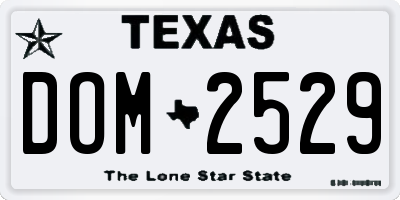 TX license plate DOM2529