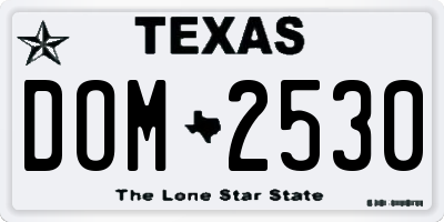 TX license plate DOM2530