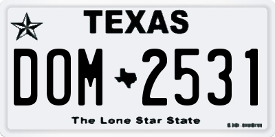 TX license plate DOM2531
