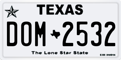 TX license plate DOM2532