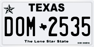 TX license plate DOM2535