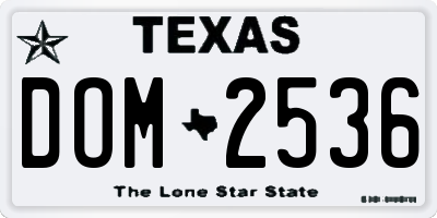 TX license plate DOM2536