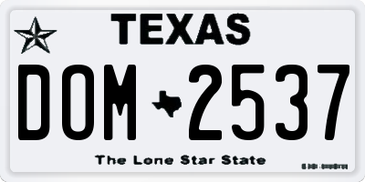 TX license plate DOM2537