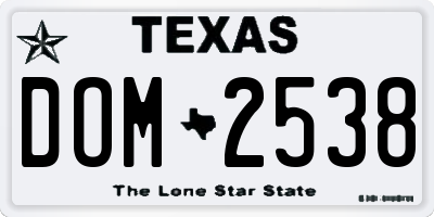 TX license plate DOM2538