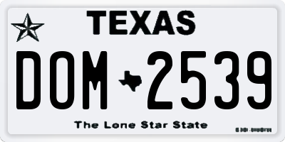 TX license plate DOM2539