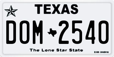 TX license plate DOM2540