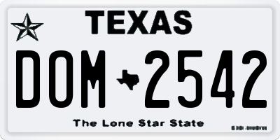 TX license plate DOM2542