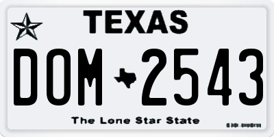 TX license plate DOM2543
