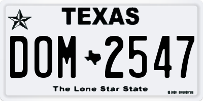 TX license plate DOM2547