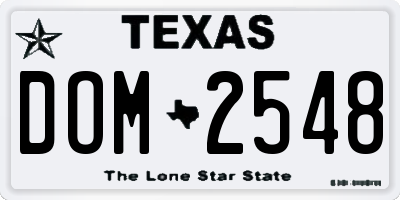 TX license plate DOM2548