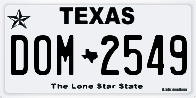 TX license plate DOM2549