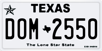 TX license plate DOM2550