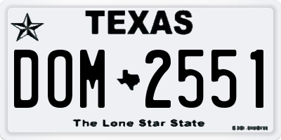 TX license plate DOM2551