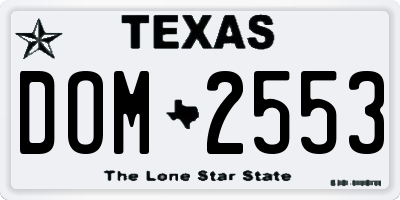TX license plate DOM2553