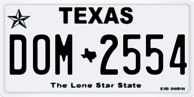 TX license plate DOM2554