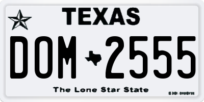 TX license plate DOM2555