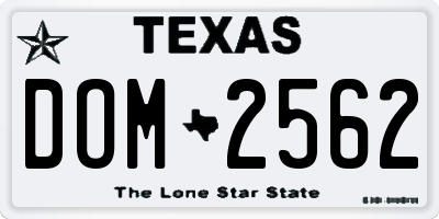TX license plate DOM2562