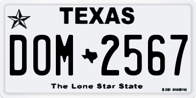 TX license plate DOM2567