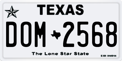 TX license plate DOM2568