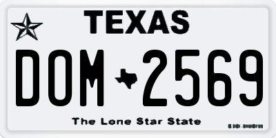 TX license plate DOM2569