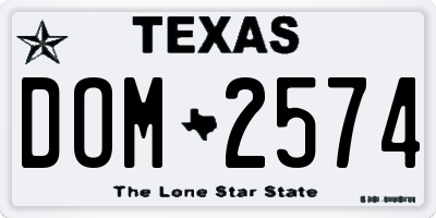 TX license plate DOM2574