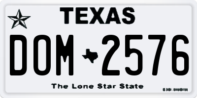 TX license plate DOM2576