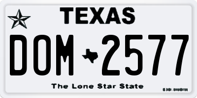 TX license plate DOM2577