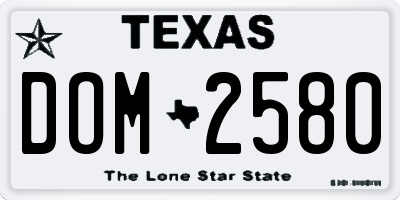 TX license plate DOM2580