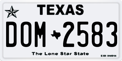 TX license plate DOM2583