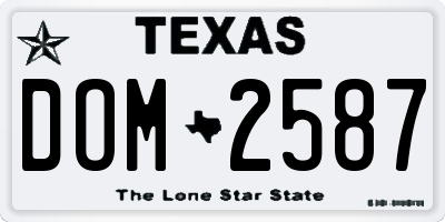 TX license plate DOM2587