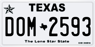 TX license plate DOM2593
