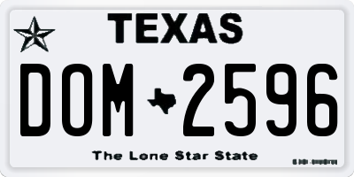 TX license plate DOM2596