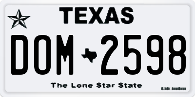 TX license plate DOM2598