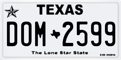 TX license plate DOM2599