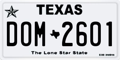 TX license plate DOM2601