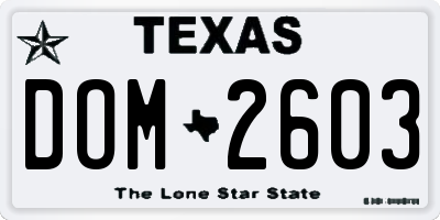 TX license plate DOM2603