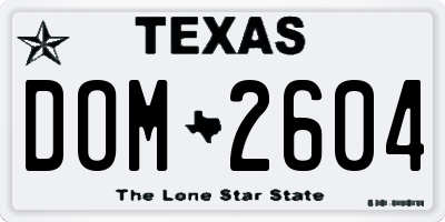 TX license plate DOM2604