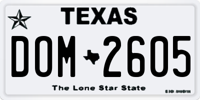 TX license plate DOM2605