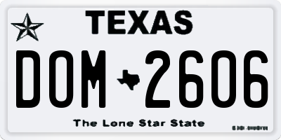 TX license plate DOM2606