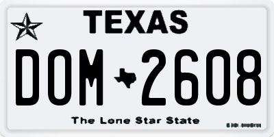 TX license plate DOM2608