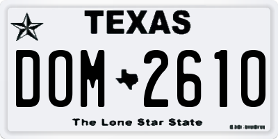 TX license plate DOM2610